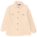 Zara Damen Übergroße Cordjacke UK 16 Large Beige Baumwolle