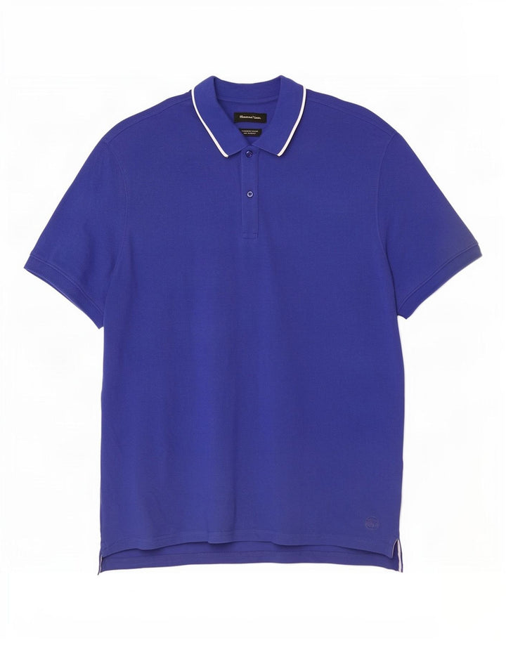 Massimo Dutti Herren Poloshirt 2XL Blau Baumwolle