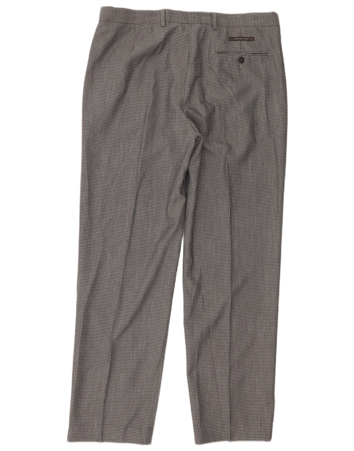 Marks & Spencer Herren-Anzughose mit normaler Passform, W36 L29, grau kariertes Polyester