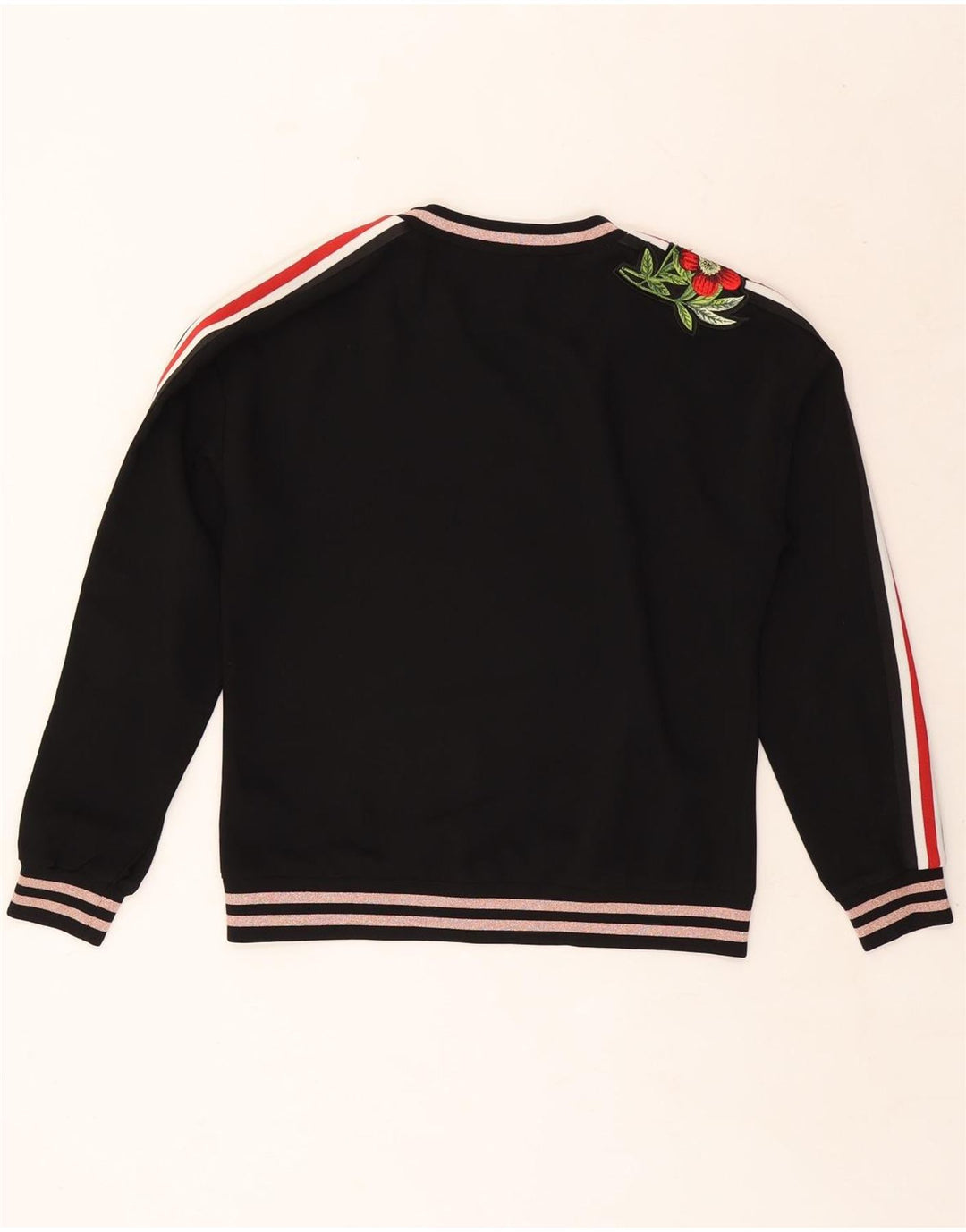 TED BAKER Damen-Sweatshirtpullover UK 14 Mittelschwarzes, geblümtes Polyester