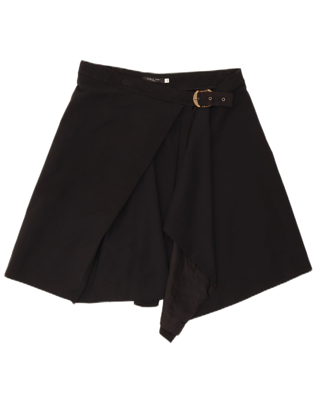 ANGELA MELE Damen Wickelrock IT 44 Medium W30 Schwarze Wolle