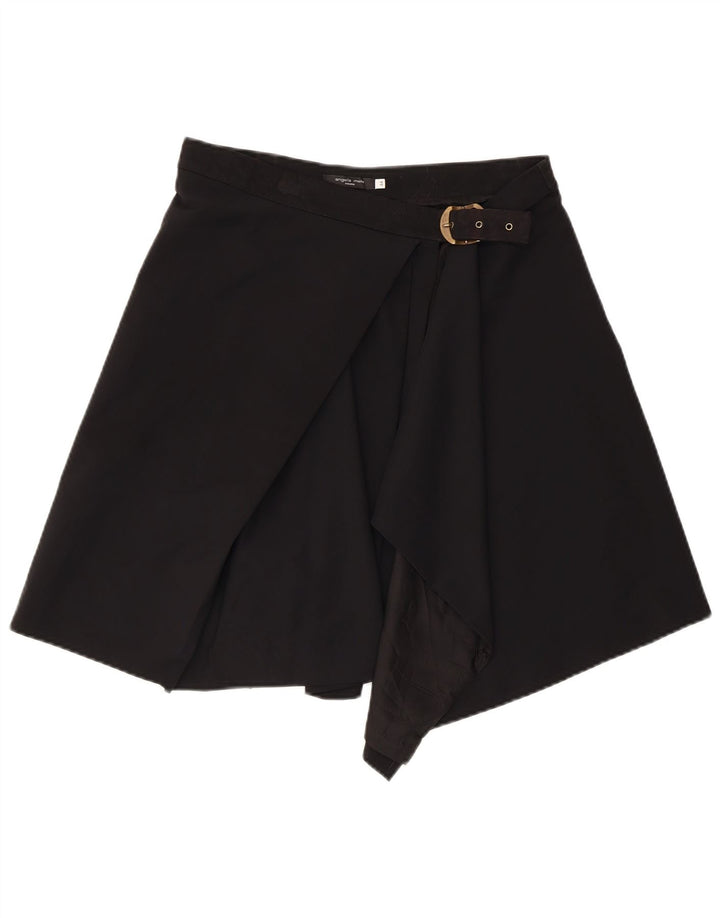 ANGELA MELE Damen Wickelrock IT 44 Medium W30 Schwarze Wolle