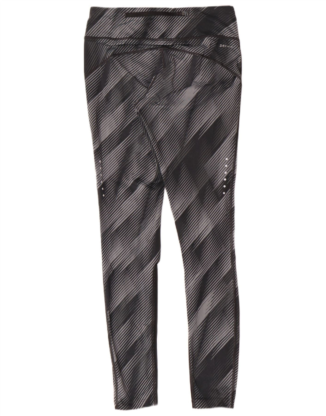 NIKE Womens Dri Fit Leggings UK 8 Small  Grey Striped Polyester