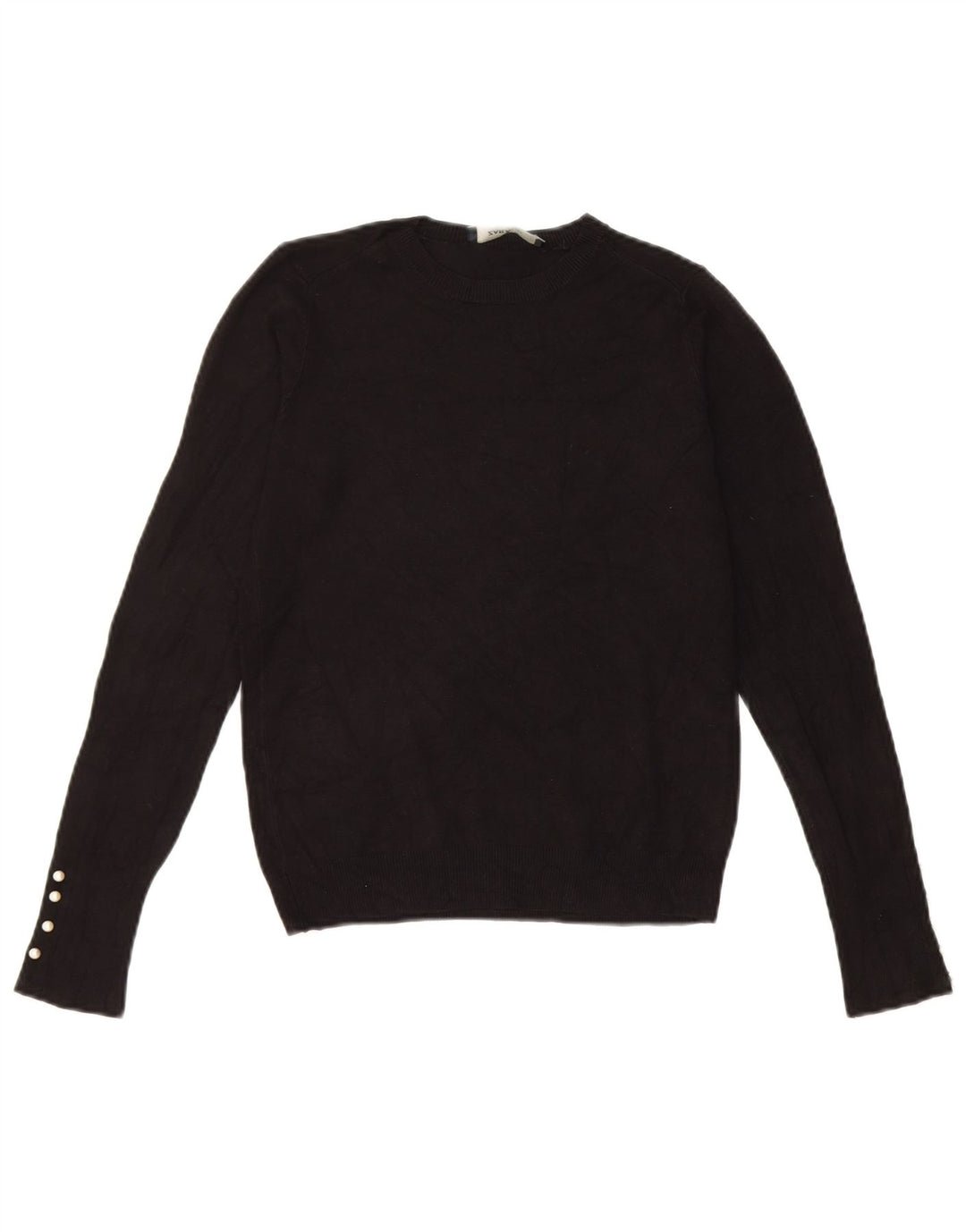 Zara Damen-Pullover mit Rundhalsausschnitt, Gr. 8, Größe S, schwarze Viskose