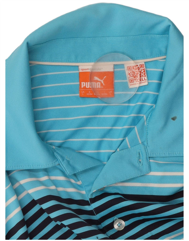PUMA Herren-Poloshirt, groß, blau gestreift