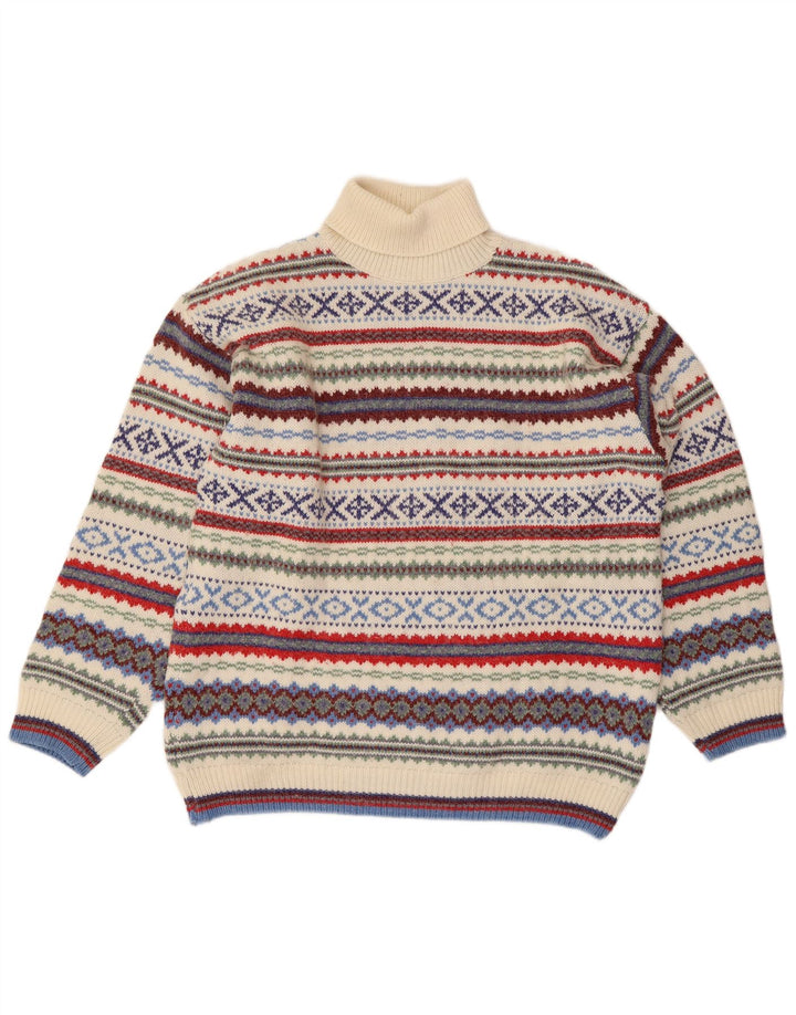 Ferro Herren Rollkragenpullover XL Mehrfarbige Fair-Isle-Wolle