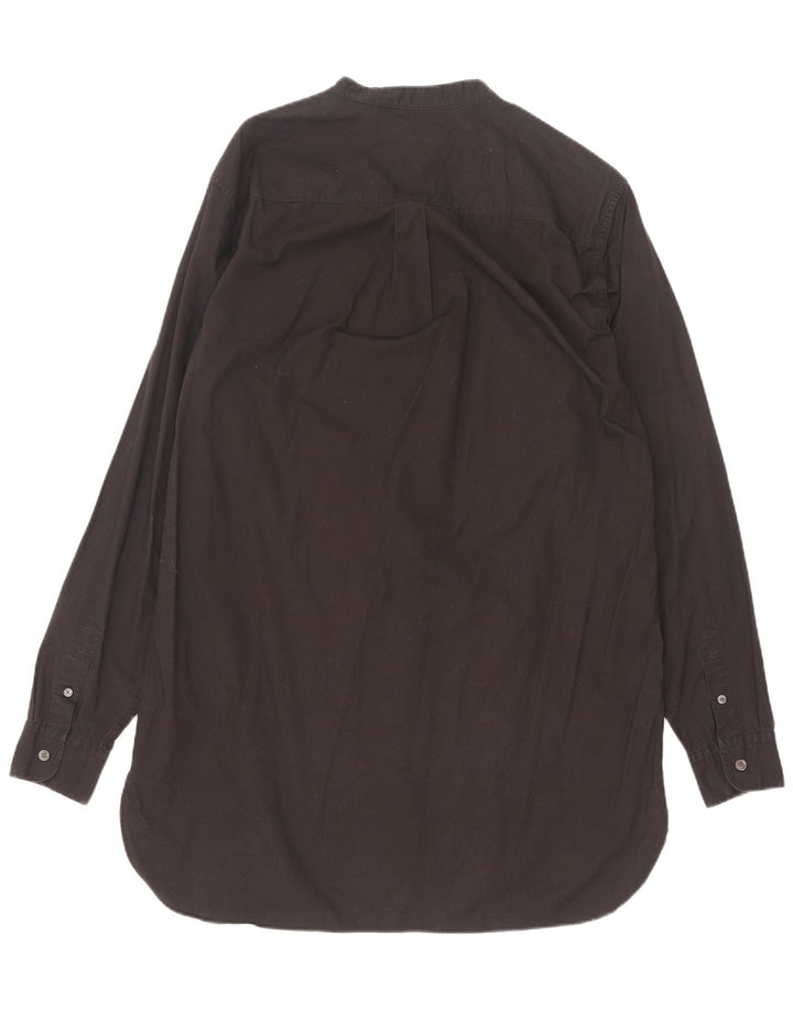 All Saints Herren-Longline-Hemd aus mittelschwarzer Baumwolle