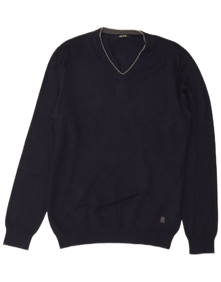 Gaudi Herren-Pullover mit V-Ausschnitt, mittlere marineblaue Viskose