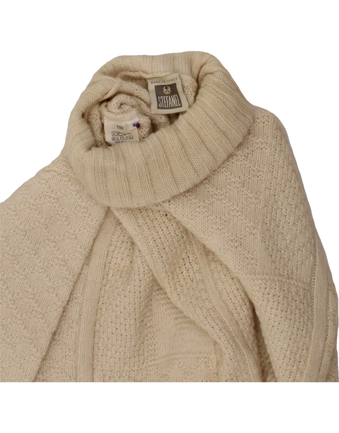 STEFANEL Womens Roll Neck Jumper Sweater UK 10 Small Off White Vintage Stefanel and Second-Hand Stefanel from Messina Hembry 