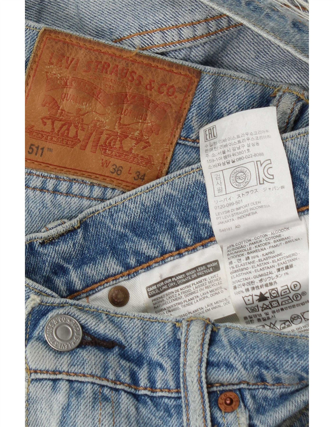 Levi's Herren Distressed Slim Jeans W36 L34 Blaue Baumwolle
