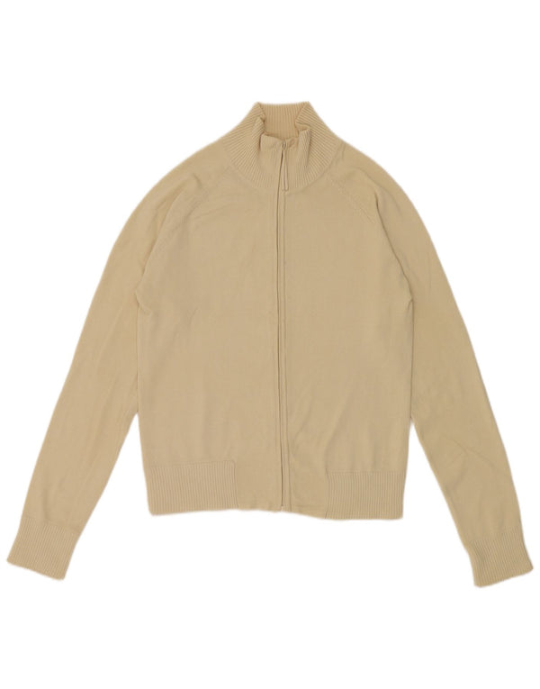 Zara Damen Crop Cardigan Pullover UK 12 Mittelbeige Baumwolle
