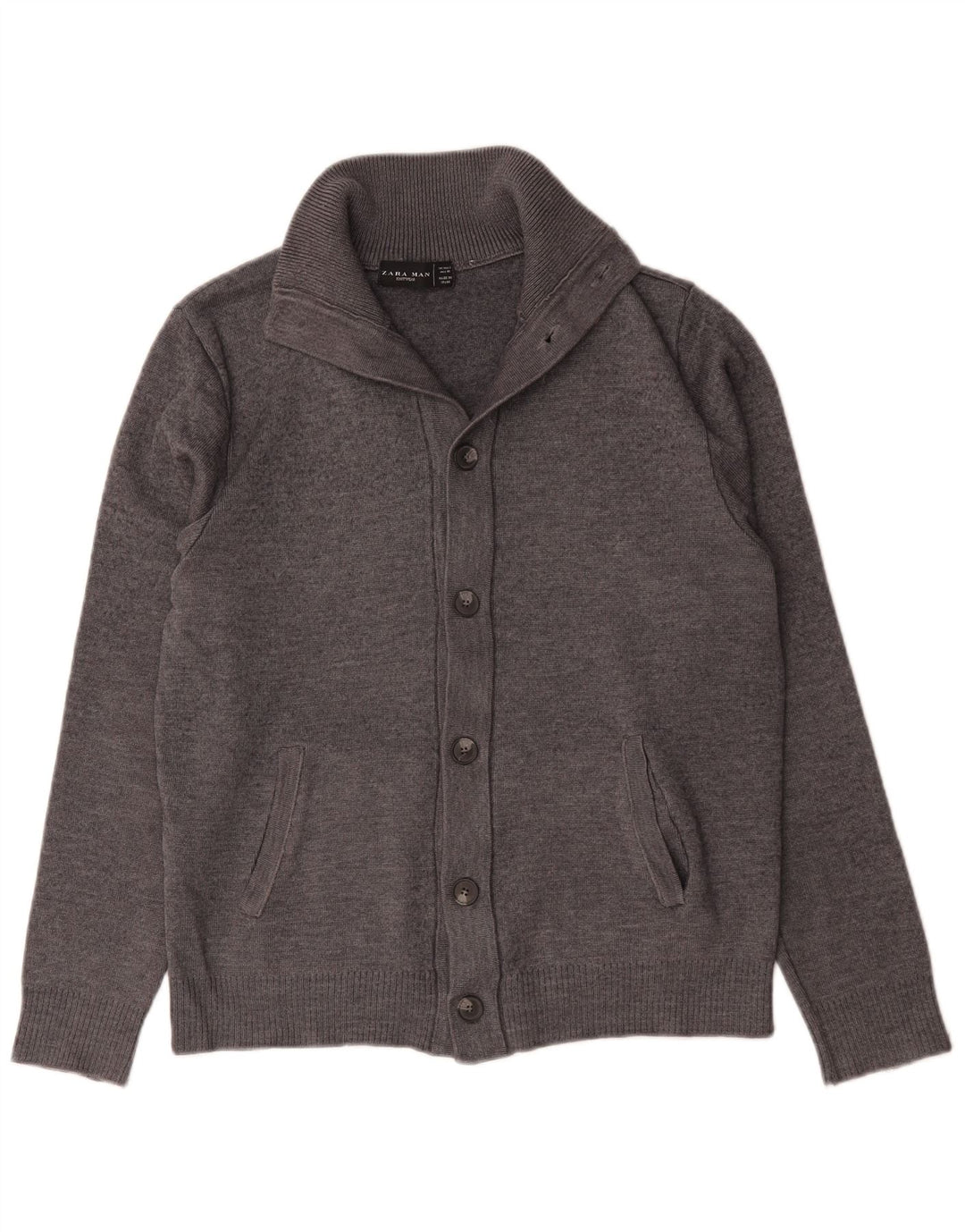 Zara Herren-Cardigan-Pullover, große graue Wolle