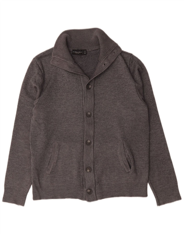 Zara Herren-Cardigan-Pullover, große graue Wolle
