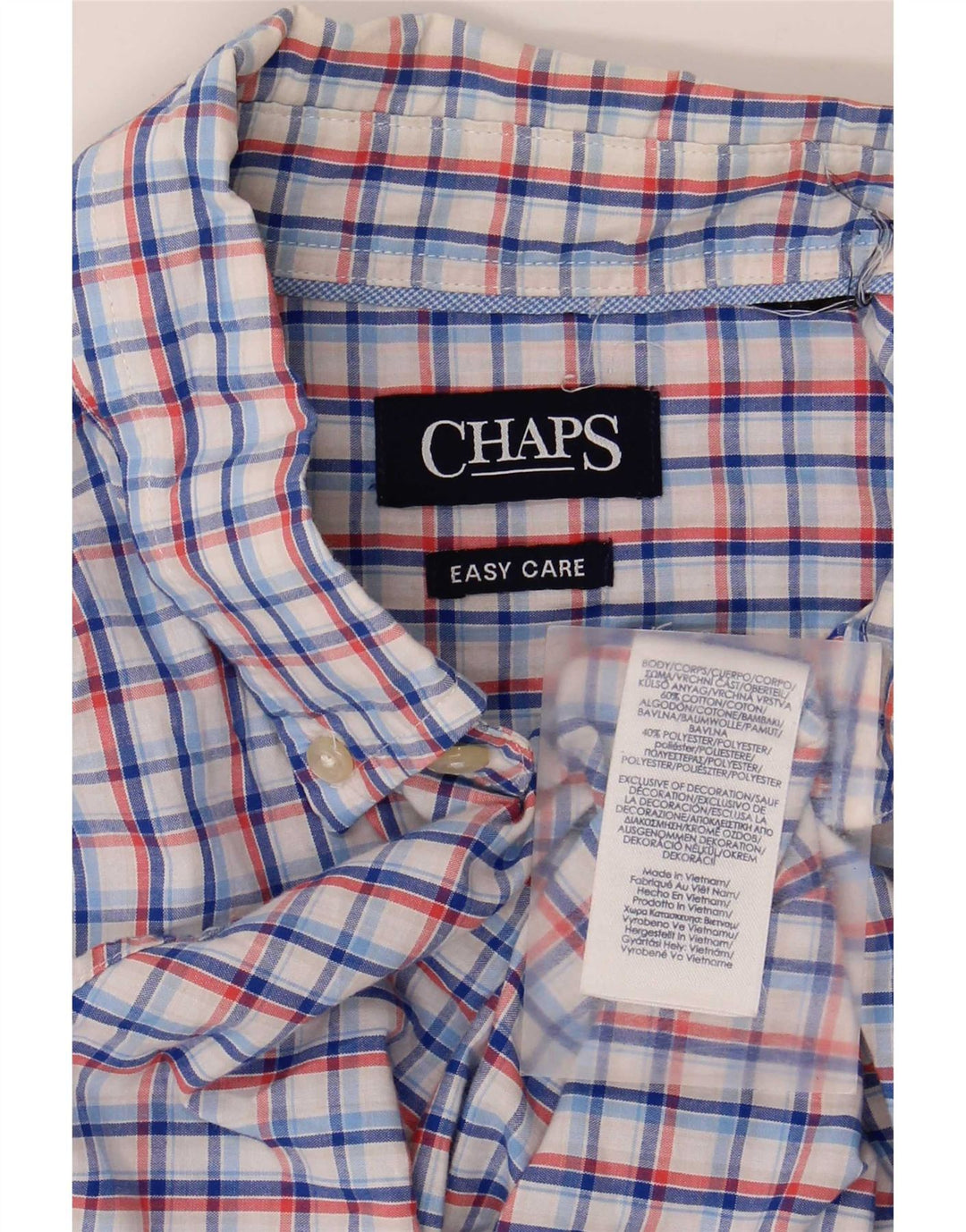 Chaps Herren-Kurzarmhemd, groß, blau kariert, Baumwolle