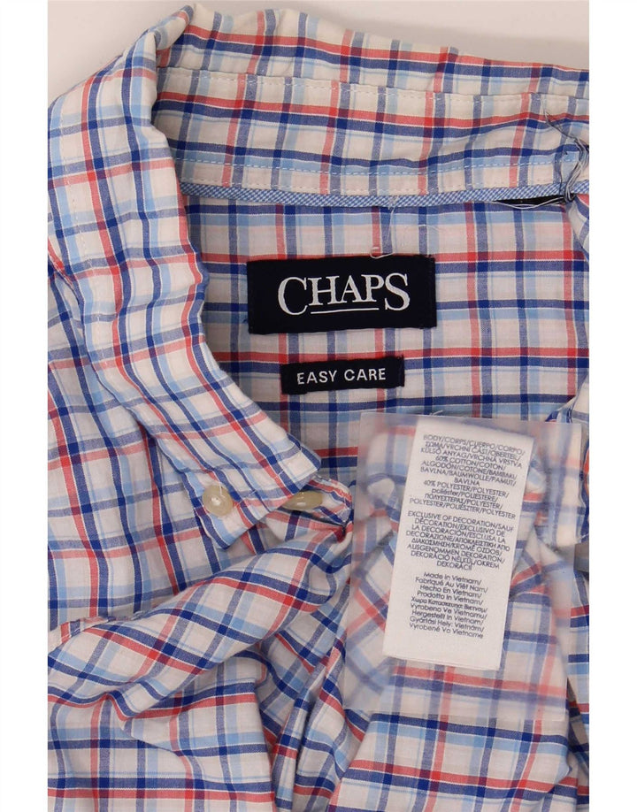 Chaps Herren-Kurzarmhemd, groß, blau kariert, Baumwolle