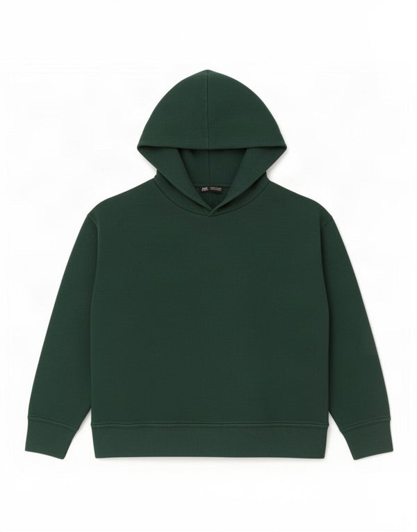 Zara Damen Übergroßer Kapuzenpullover UK 16 Große grüne Baumwolle