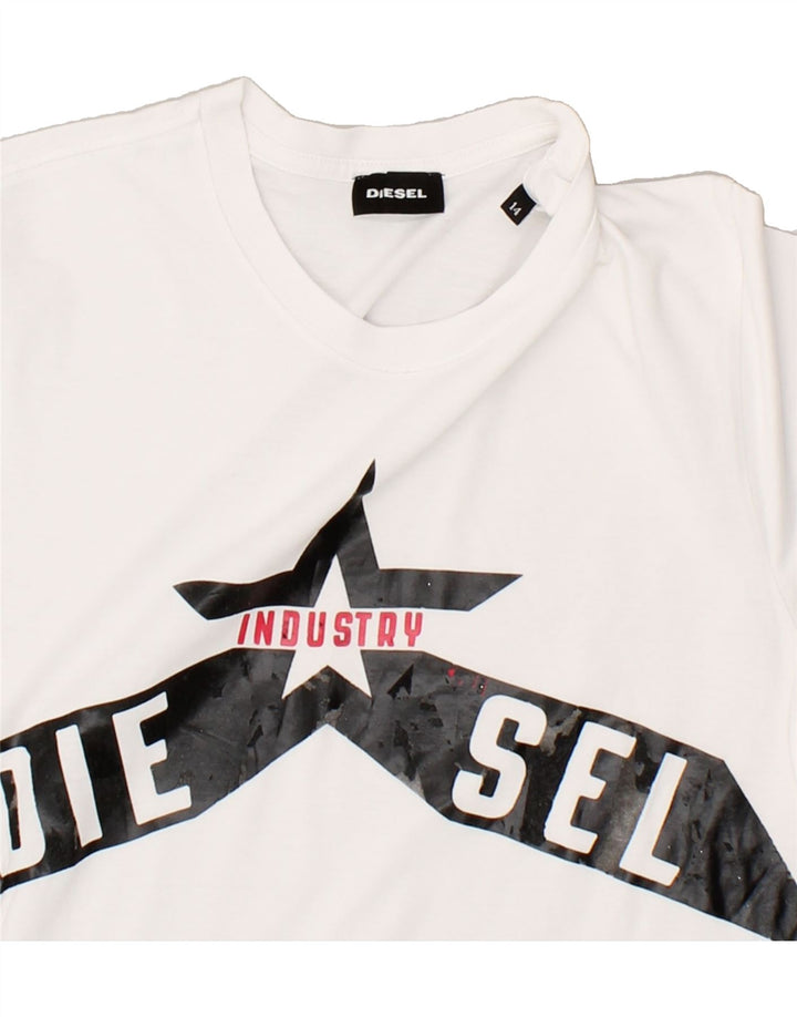 DIESEL Grafik-T-Shirt-Oberteil für Jungen, 13–14 Jahre, weiße Baumwolle