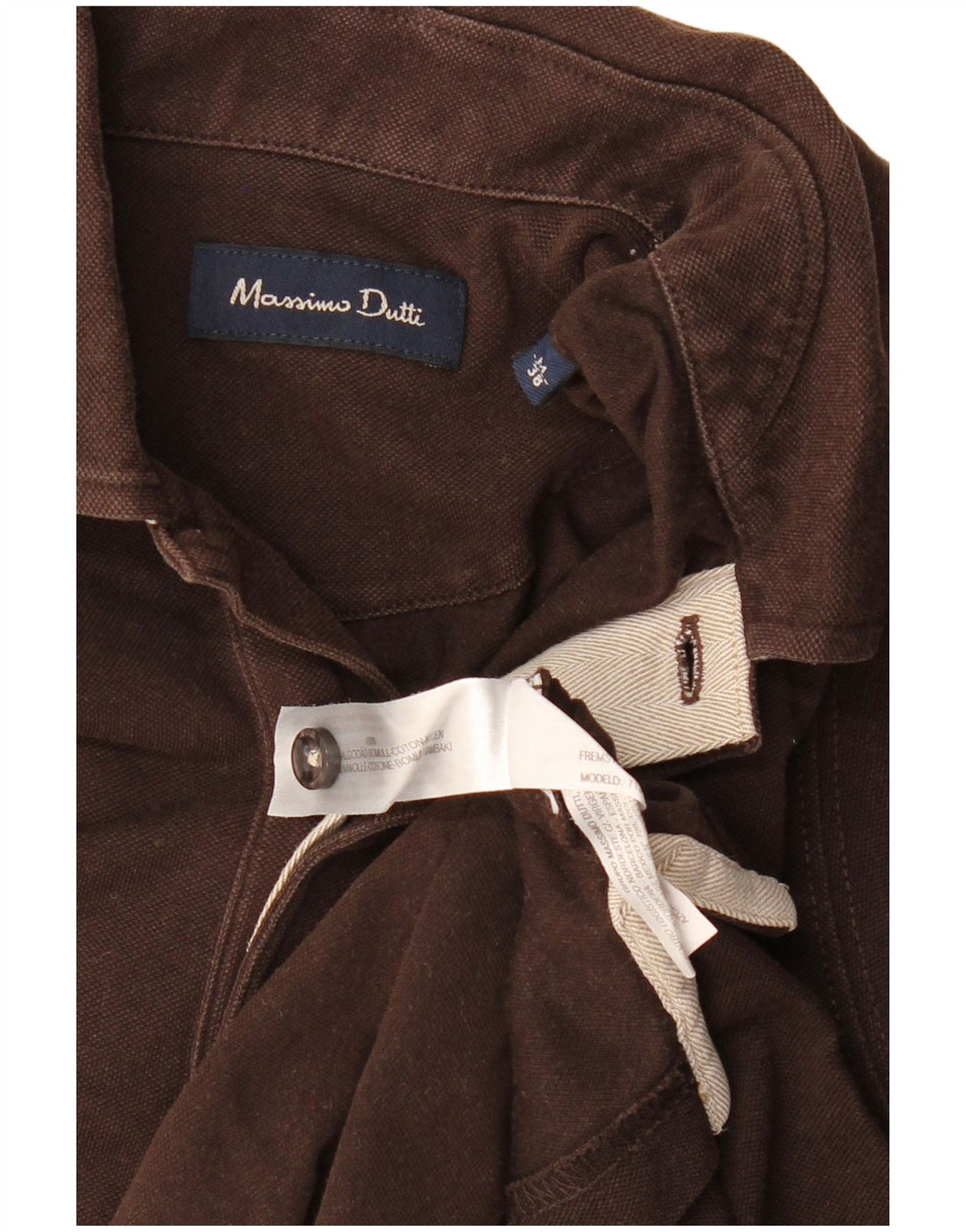 MASSIMO DUTTI Herren-Poloshirt aus mittelbrauner Baumwolle