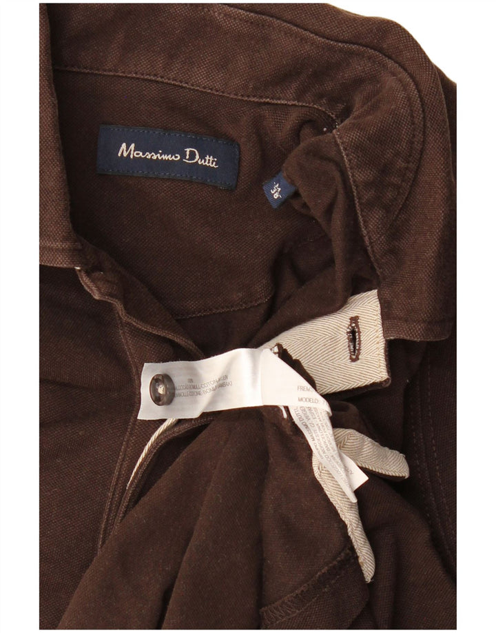 MASSIMO DUTTI Herren-Poloshirt aus mittelbrauner Baumwolle