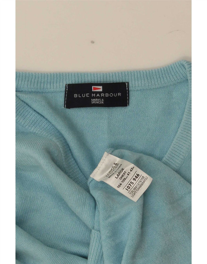 Marks & Spencer Herren-Pullover „Harbor“ mit V-Ausschnitt, groß, Acryl, Blau