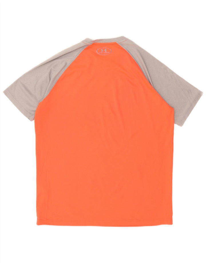 Under Armour Herren Heat Gear T-Shirt-Oberteil Mittelorangefarbenes Farbblock-Polyester