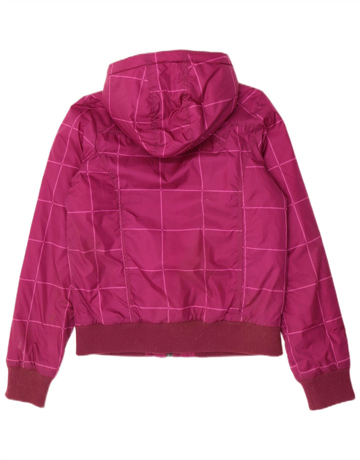 Vans Damen-Bomberjacke mit Kapuze, UK 14, mittelviolettes Karo-Nylon
