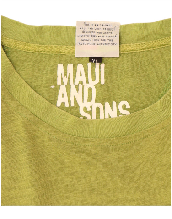 MAUI AND SONS Damen T-Shirt Top UK 18 XL Grün gefleckte Baumwolle