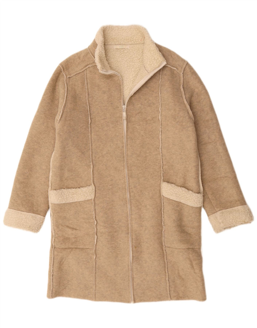 Marks & Spencer Sherpa-Übergröße für Damen, Gr. 10, Größe S, Beige gefleckt