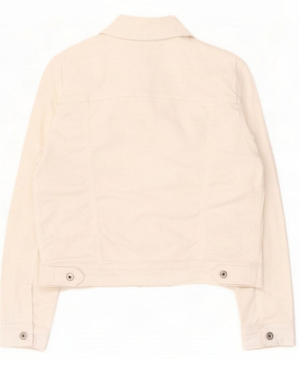 Zara Damen Jeansjacke UK 16 Large Weiße Baumwolle