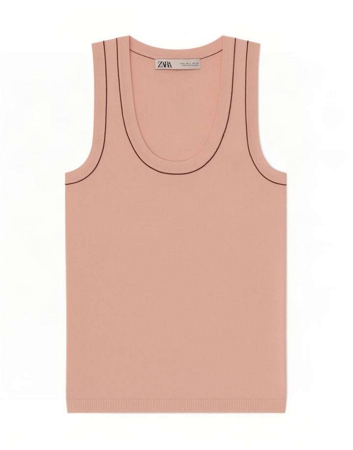 Zara Damen Weste Top UK 8 Small Rosa Viskose