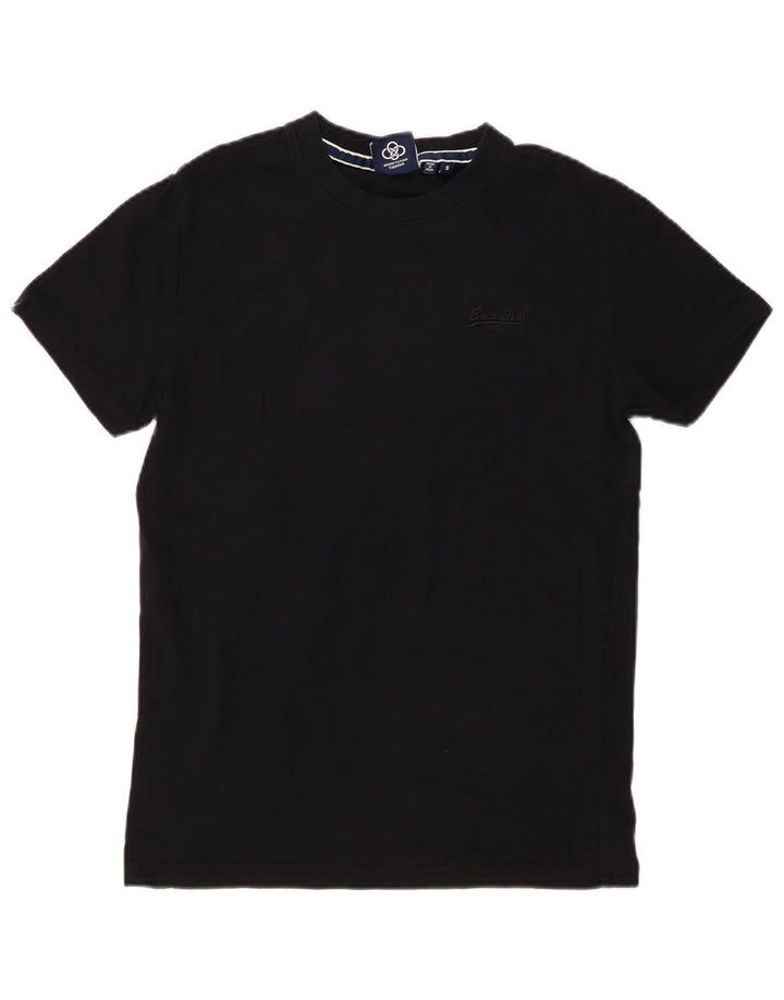 Superdry Herren T-Shirt Top Small aus schwarzer Baumwolle