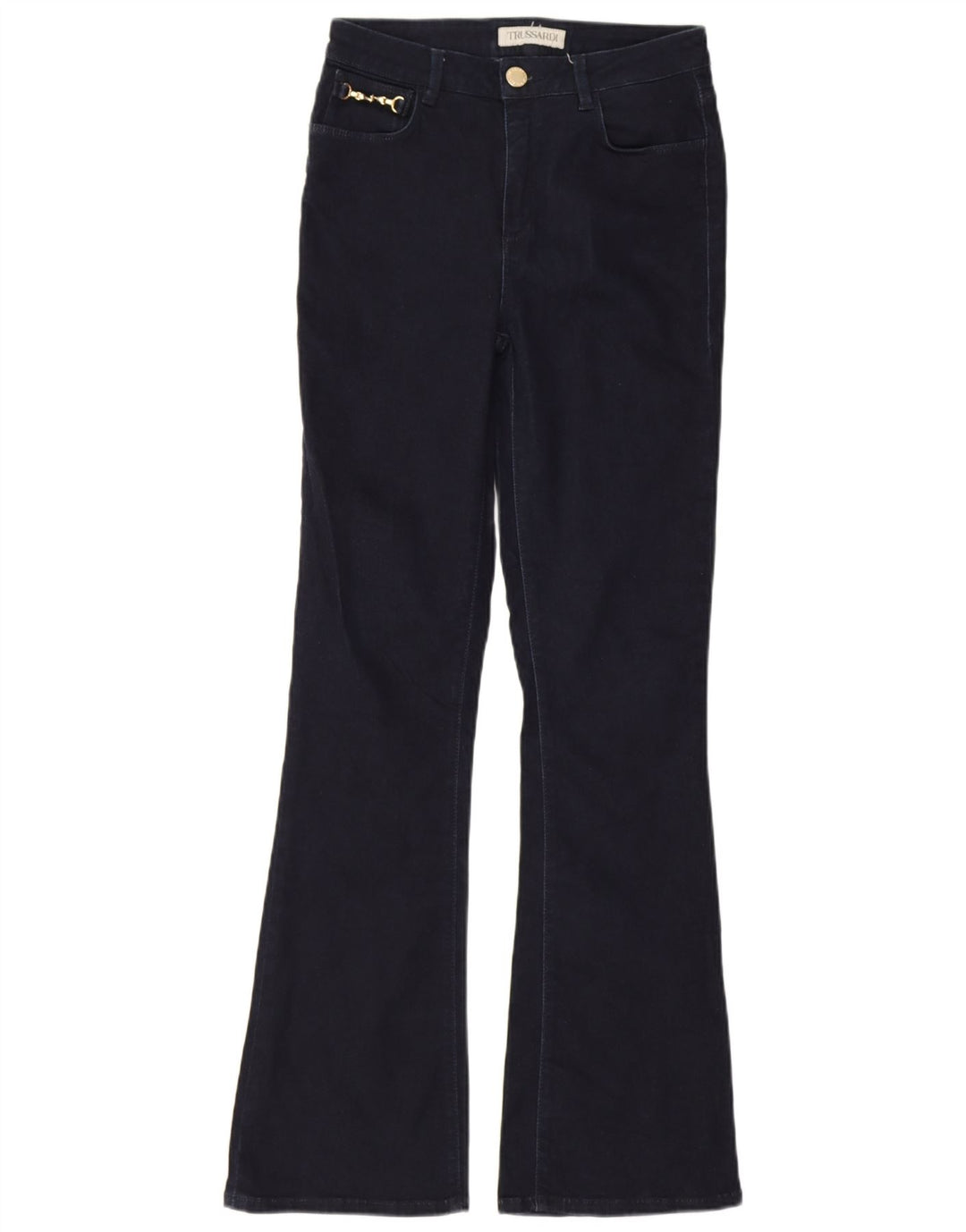 Trussardi Damen Schlagjeans W26 L31 Marineblaue Baumwolle