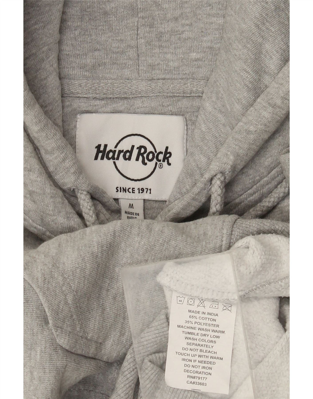 Hard Rock Cafe Herren Brüssel Distressed Kapuzenpullover Mittelgrau meliert