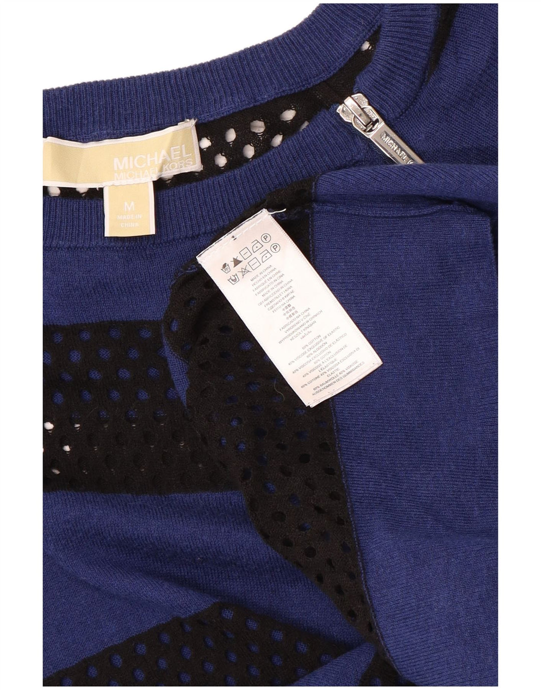 MICHAEL KORS Damen-Pullover mit U-Boot-Ausschnitt, UK 12, Mittelblau gestreift