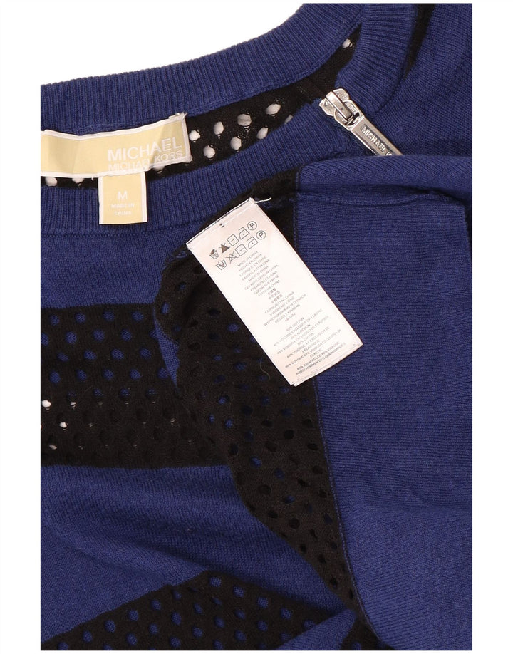 MICHAEL KORS Damen-Pullover mit U-Boot-Ausschnitt, UK 12, Mittelblau gestreift