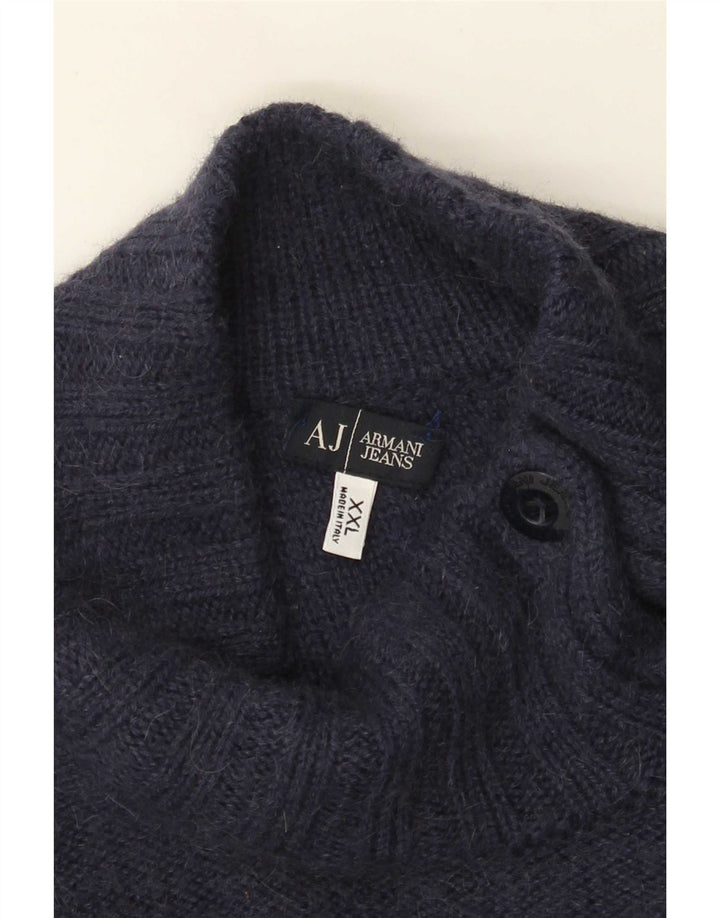 Armani Jeans Herren-Pullover mit Knopfkragen, 2XL, Marineblau