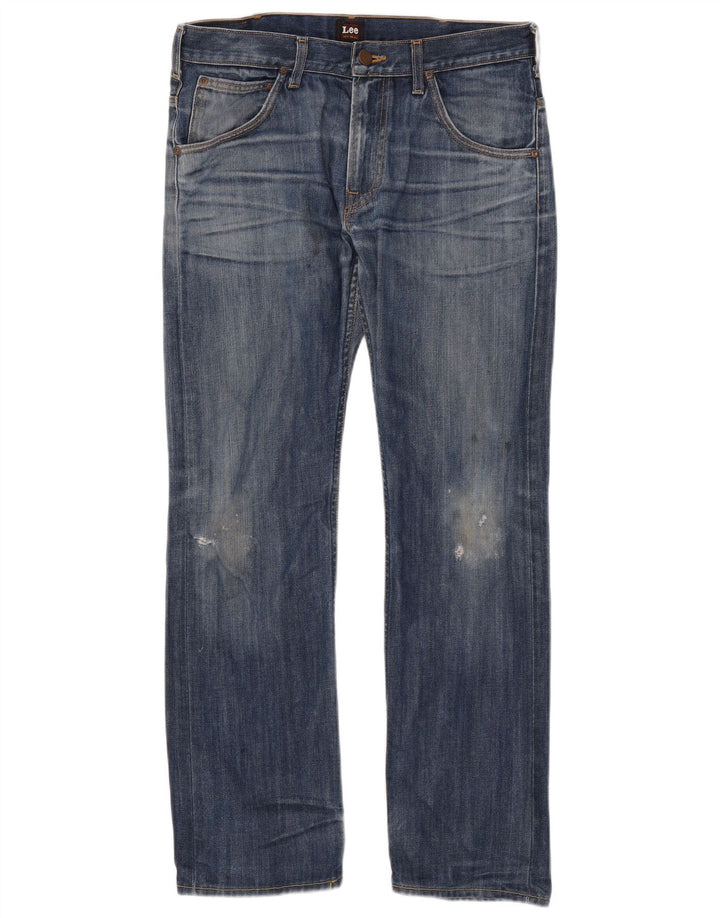 Lee Herren Zed Distressed Straight Jeans W32 L32 Blaue Baumwolle