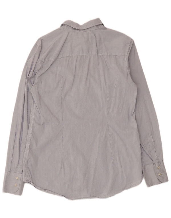 FRED PERRY Damenhemd UK 18 XL Blaue Nadelstreifen-Baumwolle