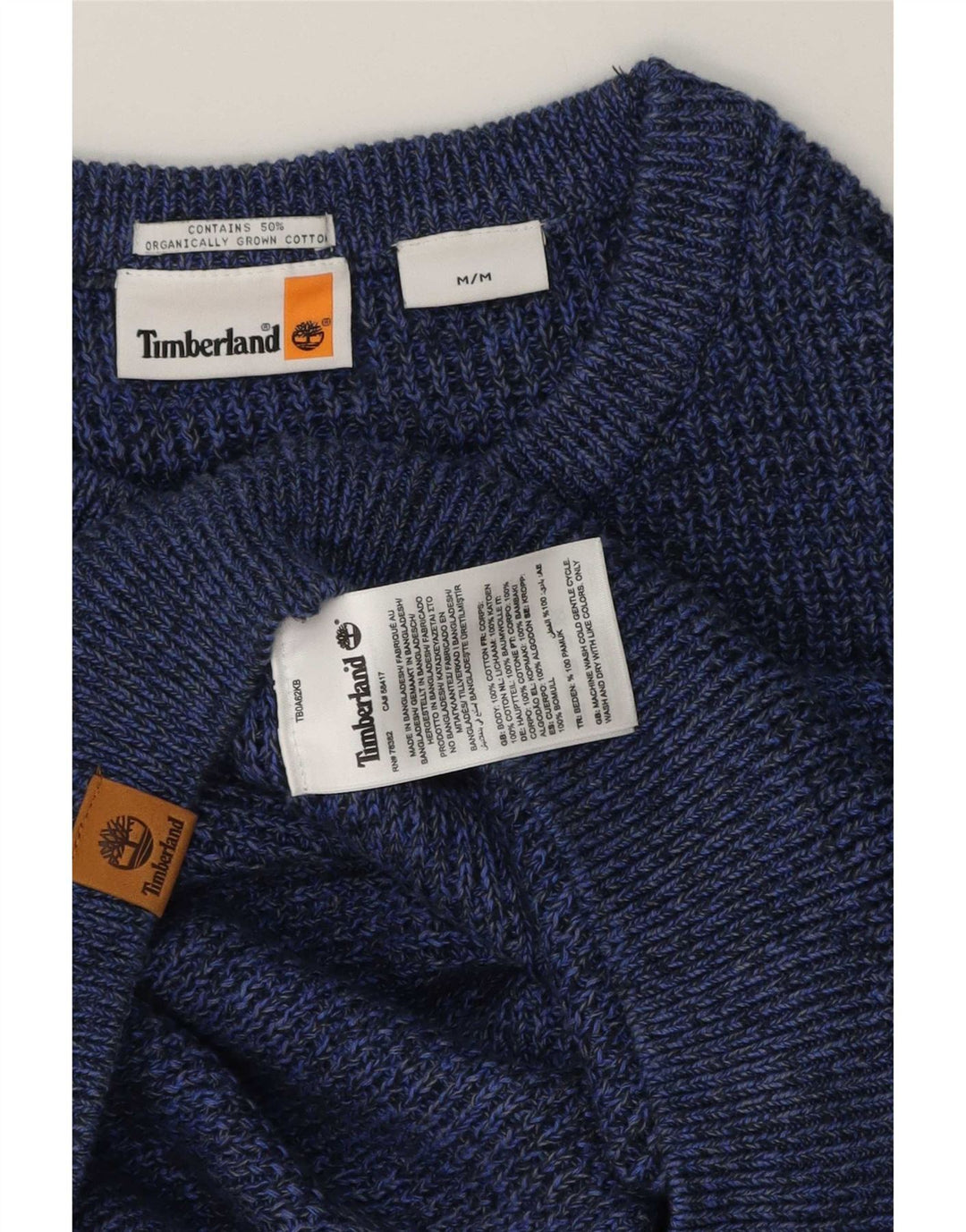 Timberland Herren-Pullover mit Rundhalsausschnitt, mittelblaue Baumwolle