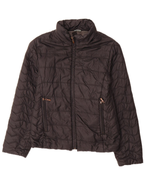 Zara Damen Wattierte Jacke UK 12 Medium Schwarz Nylon