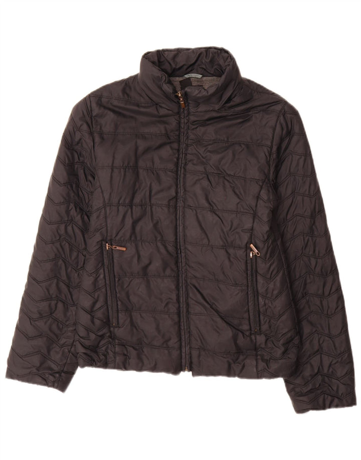 Zara Damen Wattierte Jacke UK 12 Medium Schwarz Nylon