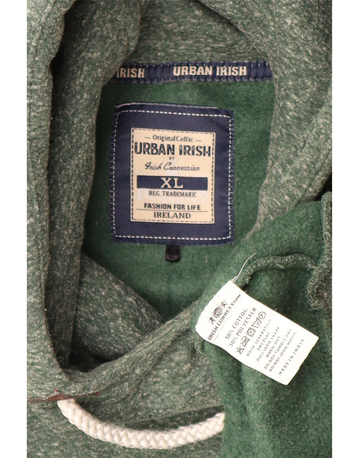URBAN IRISH Herren Kapuzenpullover XL grün gefleckte Baumwolle