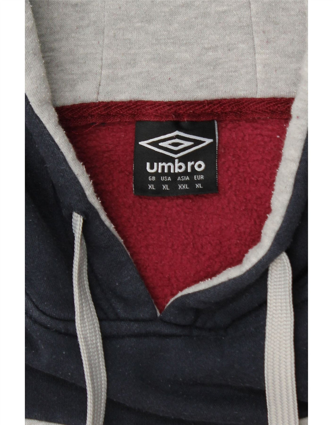 UMBRO Herren-Kapuzenpullover, XL, Burgunderrot, Colourblock-Baumwolle