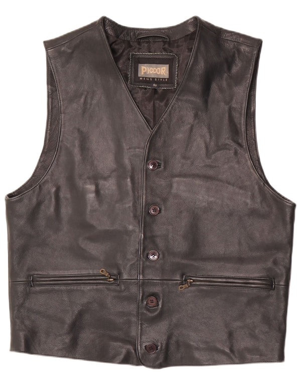 Vintage Herren Lederweste IT 52 Großes schwarzes Leder