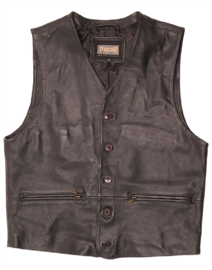 Vintage Herren Lederweste IT 52 Großes schwarzes Leder