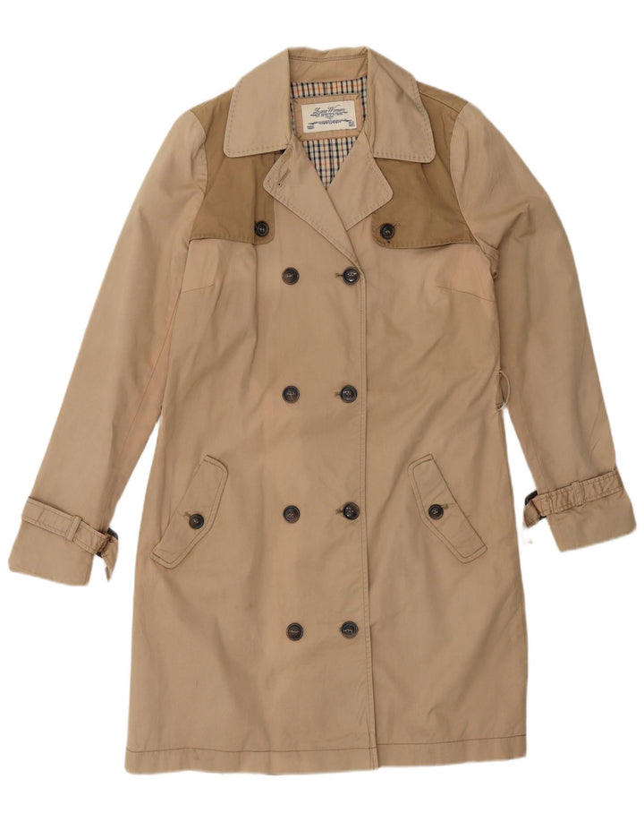 ZARA Damen Zweireihiger Trenchcoat UK 14 Mittelbeige Farbblock