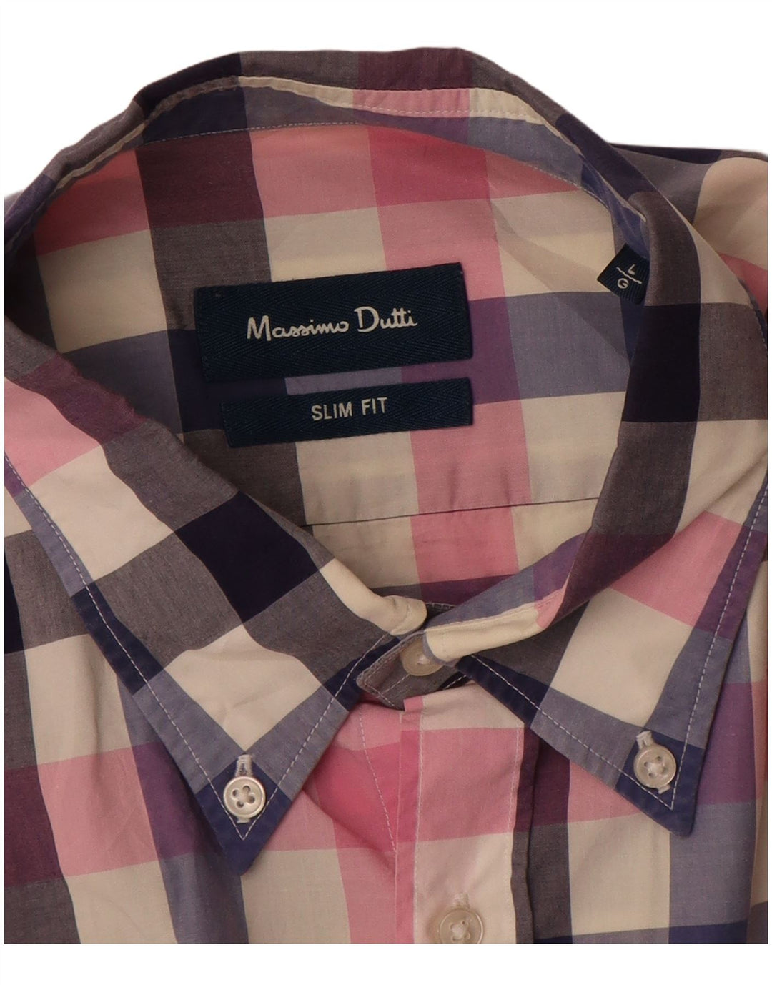 MASSIMO DUTTI Herren-Hemd mit schmaler Passform, großes, mehrfarbiges Karomuster
