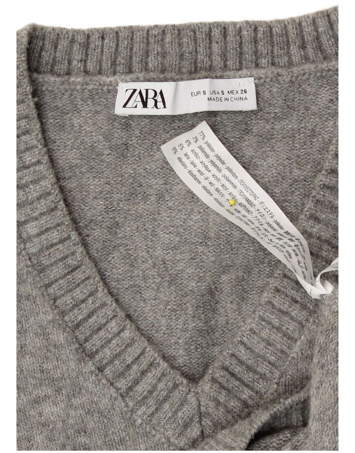 Zara Damen Crop Vest Tank Top UK 10 Small Grau