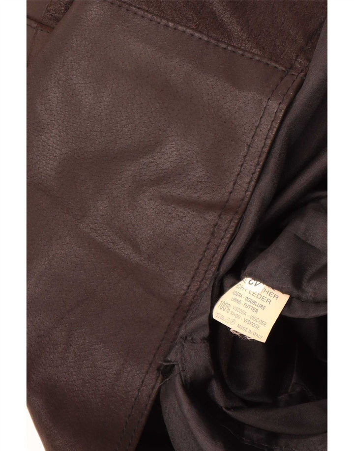 Vintage Damen ärmelloses Leder-Etuikleid IT 42 Medium Schwarz