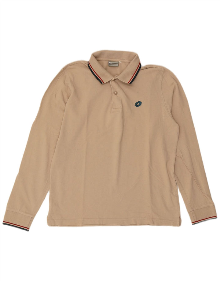 Lotto Herren-Langarm-Poloshirt aus mittelbeiger Baumwolle